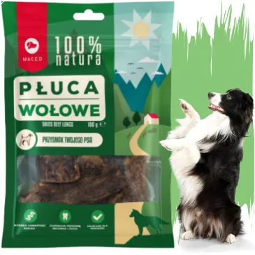 PRZYSMAKI DLA PSA MACED 100 % NATURALNE SMAKOŁYKI GRYZAK PŁUCA WOŁOWE 100 G