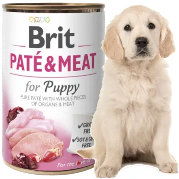 KARMA DLA PSA KURCZAK Z INDYKIEM DLA SZCZENIĄT BRIT PATE & MEAT PUPPY 400 G