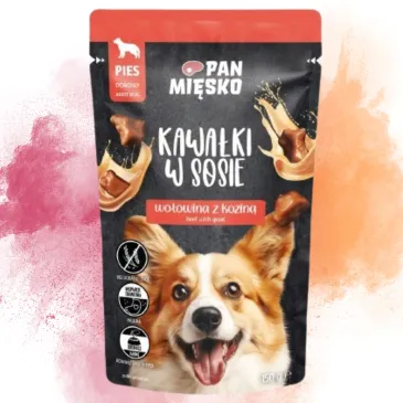 MOKRA KARMA DLA PSA PAN MIĘSKO SASZETKA WOŁOWINA KOZINA 150G BEZZBOŻOWA