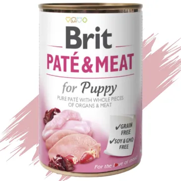 KARMA DLA PSA KURCZAK Z INDYKIEM DLA SZCZENIĄT BRIT PATE & MEAT PUPPY 400 G