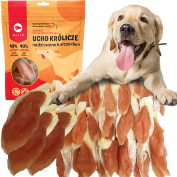 PRZYSMAK DLA PSA MACED UCHO KRÓLICZE + KURCZAK 500G USZY NATURALNY GRYZAK