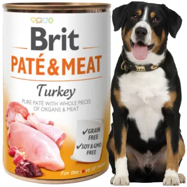 MOKRA KARMA DLA PSA Z INDYKIEM BRIT PATE & MEAT TURKEY NATURALNA 400 G