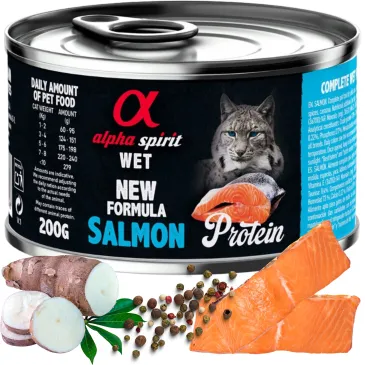 KARMA MOKRA DLA KOTA z łososiem ALPHA SPIRIT PROTEIN SALMON 200G bezzbożowa