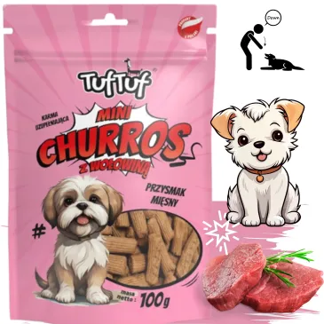 PRZYSMAKI DLA PSA TUF TUF Mini Churros z wołowiną TRESERKI dla psów 100g