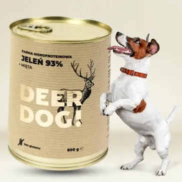 Mokra karma dla psa Deer Dog JELEŃ + MIĘTA puszka 800 G PREMIUM 93% MIĘSA