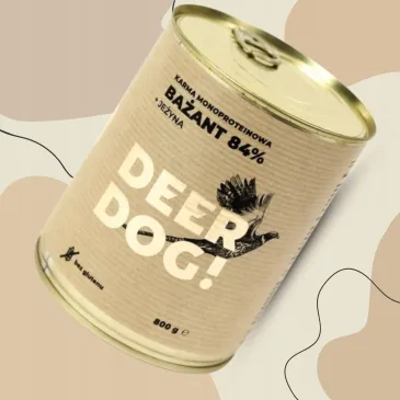 Mokra karma dla psa Deer Dog BAŻANT Z JEŻYNĄ puszka 800 G PREMIUM 84% MIĘSA