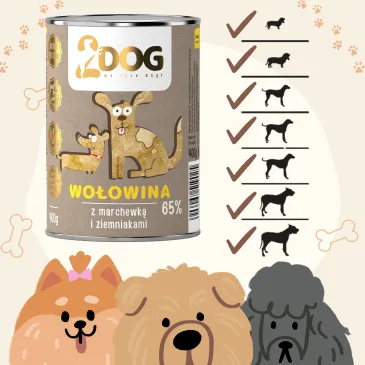 Mokra karma dla psa WOŁOWINA + MARCHEWKA 400g MONOPROTEINOWA HIPOALERGICZNA
